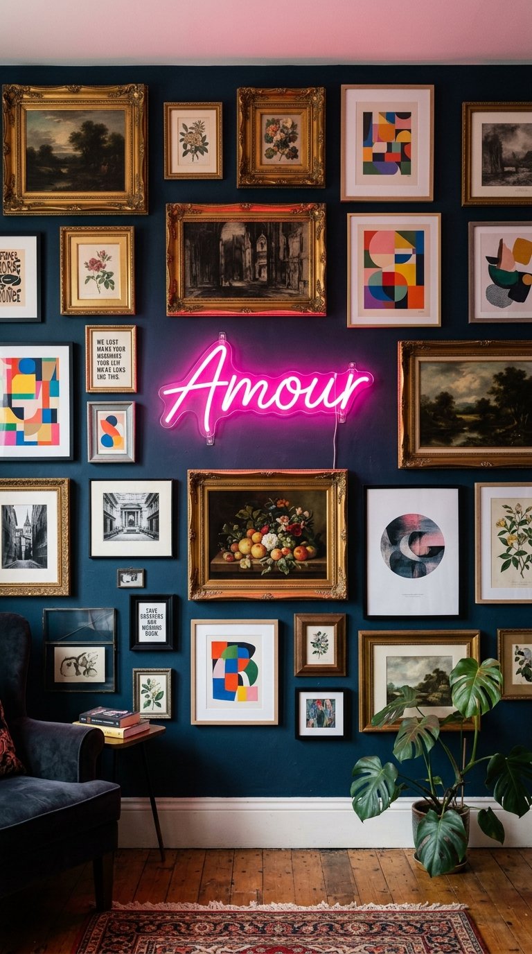 Accent wall with gallery arrange… 202607160319 Colorful home decor ideas