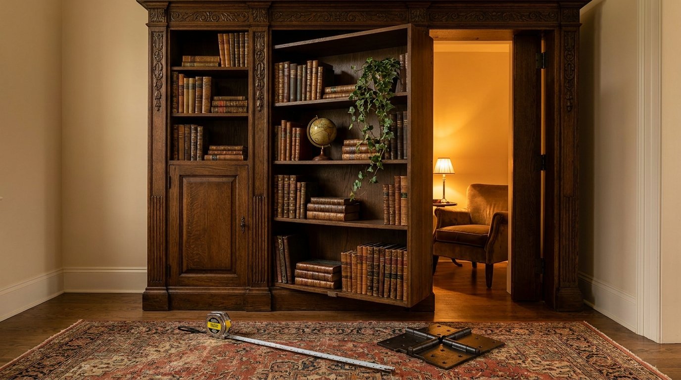 Bookshelf revealing hidden readi… 202608010046 interior door makeovers