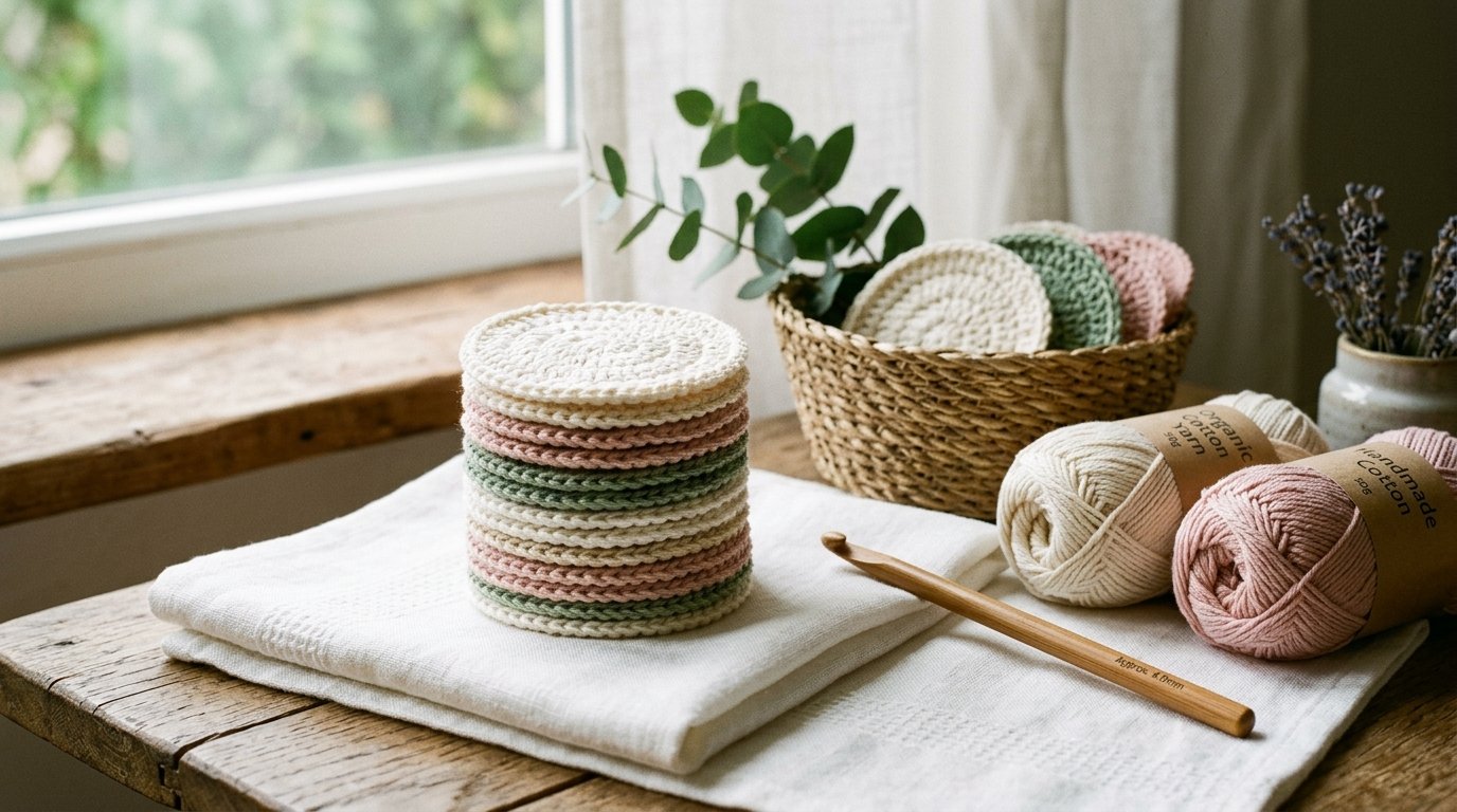 Cotton Rounds Crochet Pattern: A Beginner-Friendly Guide to Reusable Crochet Face Scrubbies 3 Crochet rounds with yarn 202607161757 1