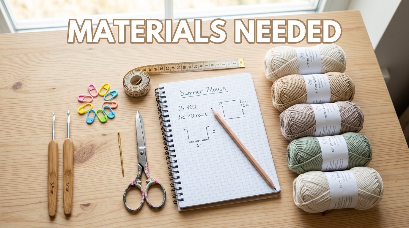 Crochet supplies for summer blouse 202607072344