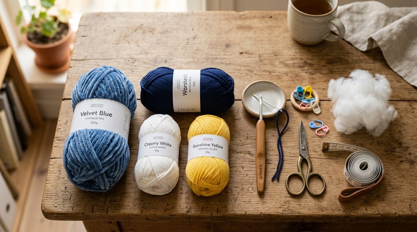 Crochet supplies on crafting table 202607271459