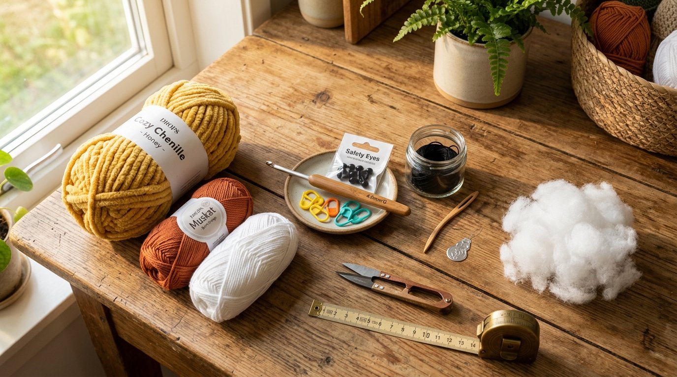 Crochet supplies on crafting table 202607271544