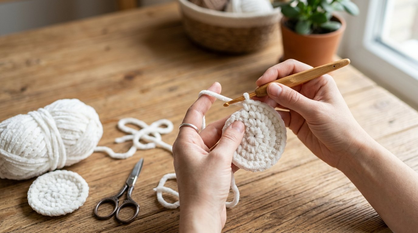 Crocheting sheep head and body 202607020039
