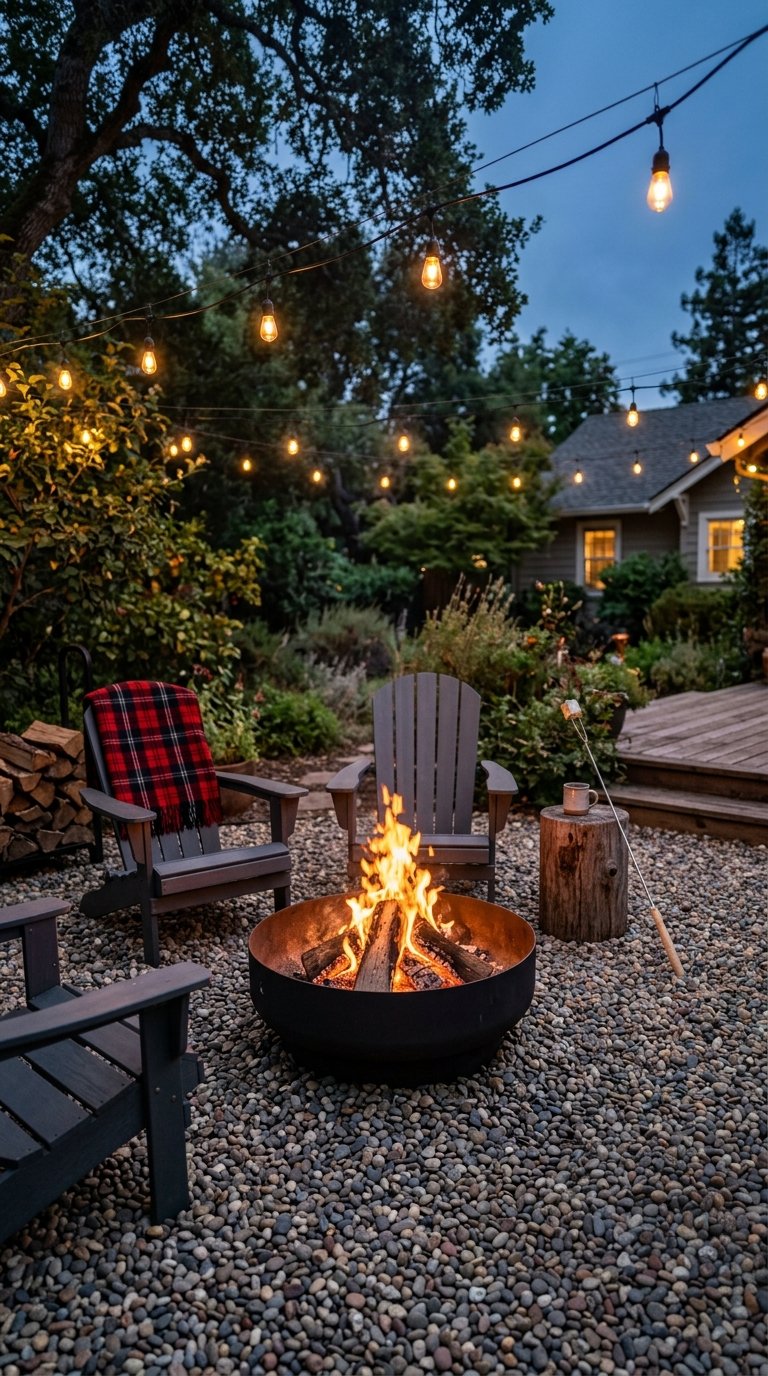 15 Genius DIY Patio Ideas You Need to Try 4 Fire pit with chairs evening 202608010056 DIY patio ideas