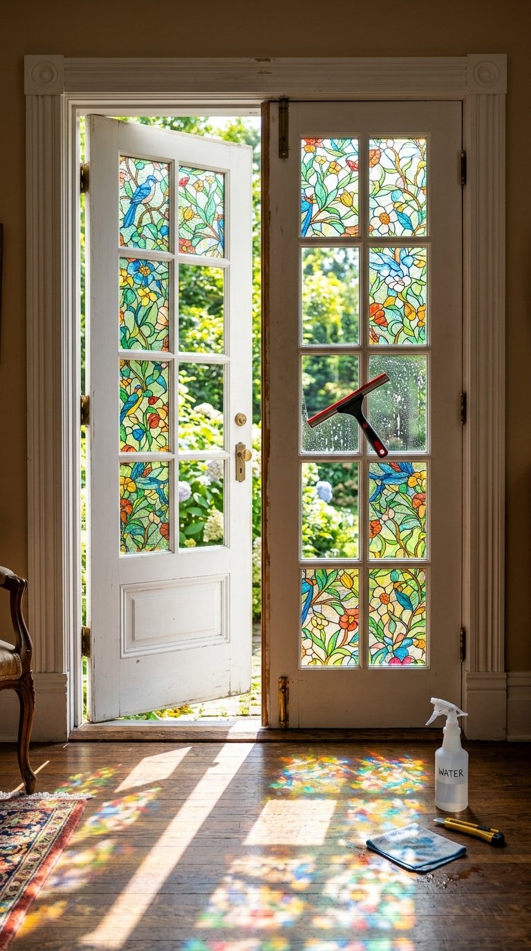 13 Genius Interior Door Makeovers You Need to Try 14 French doors with stained glass 202608010049 interior door makeovers