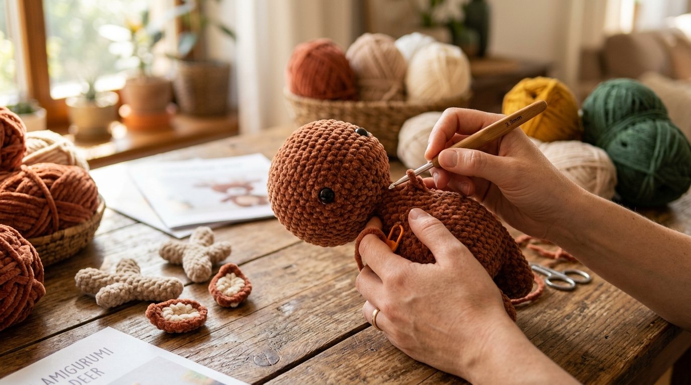 Hands crocheting plush deer amig… 202607281641