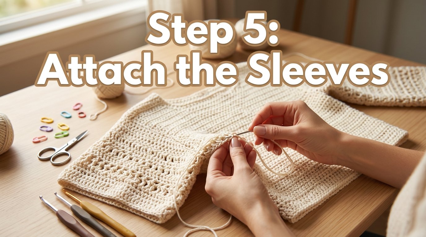 Hands sewing crochet sleeves 202607072357