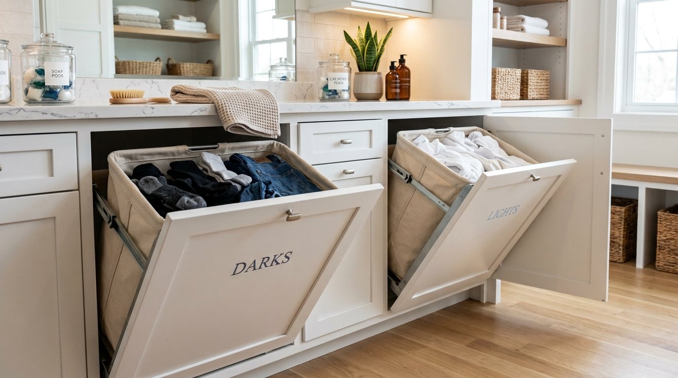 Laundry room with canvas hampers 202607180121 Aesthetic room ideas