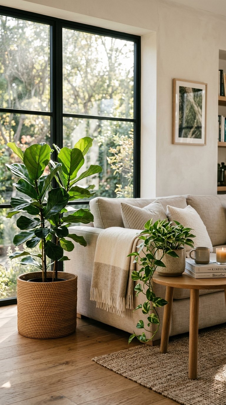 Living room corner with plants 202607051743 budget friendly living room ideas