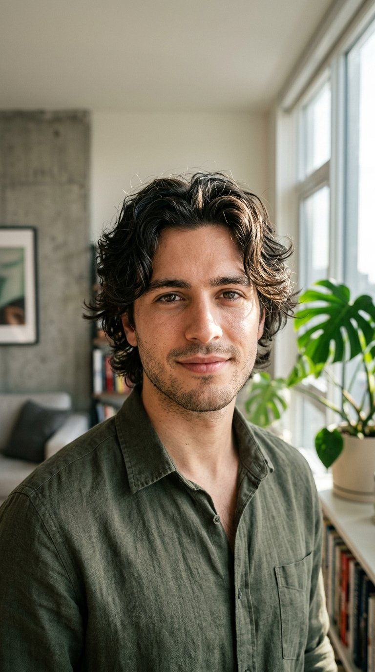 7 Wolf Cut Hairstyles for Men That Are Trending Right Now 6 Man with wavy hair 202607150144