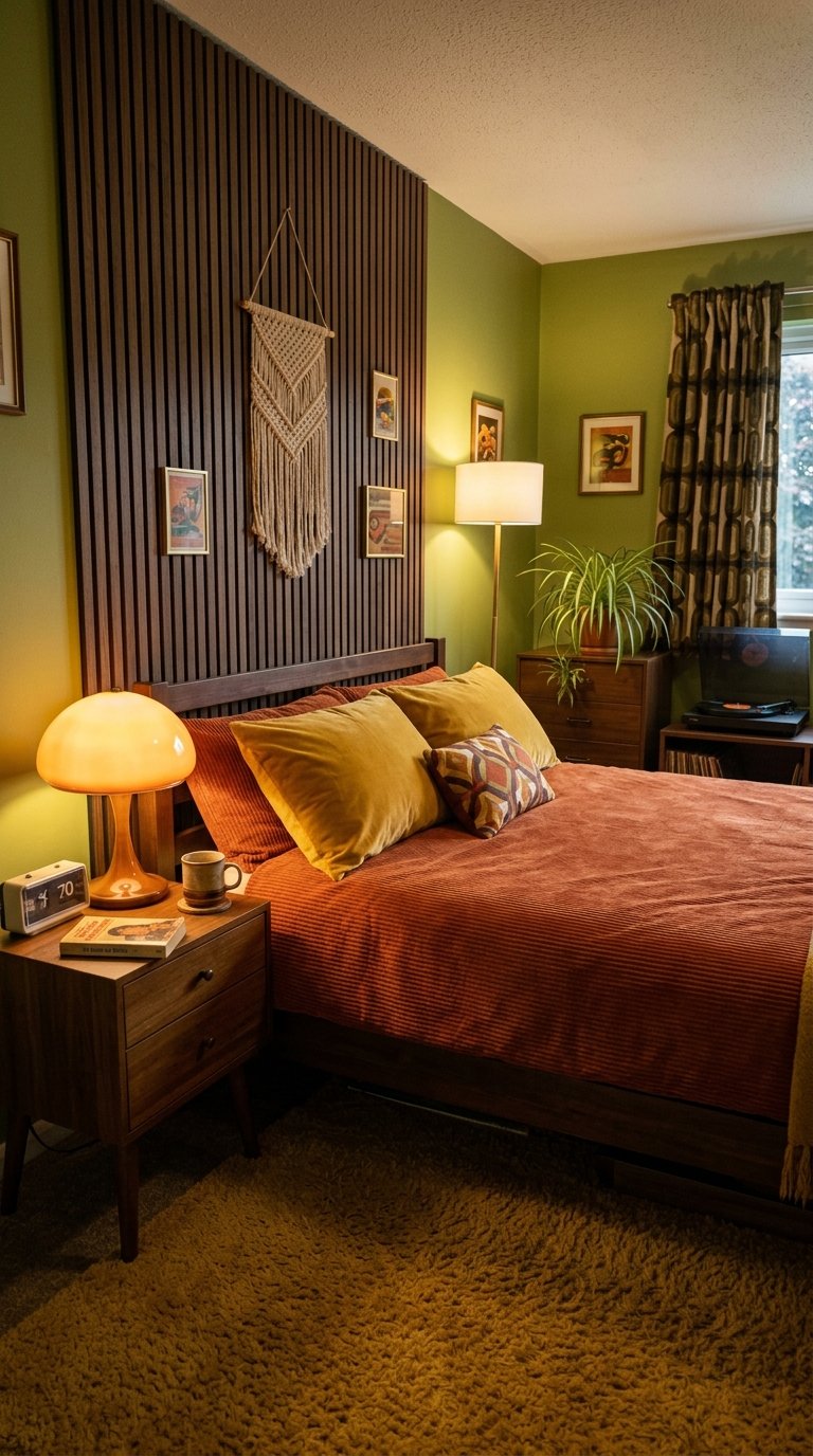 15 Genius Colorful Bedroom Ideas You Need to Try 15 Retro 1970s bedroom avocado green 202607110318 Colorful bedroom ideas