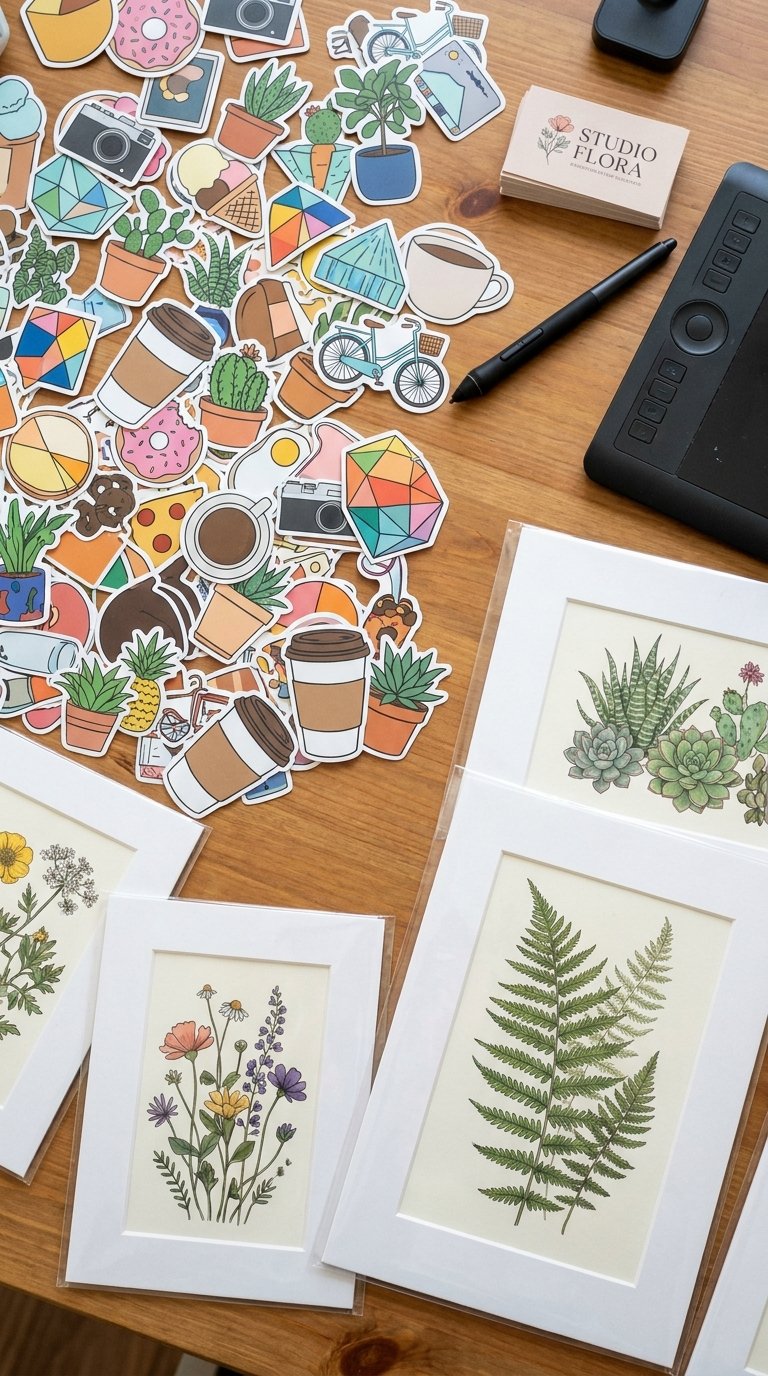 12 Easy Profitable Craft Fair Ideas to Maximize Your Sales 11 Sticker vendor table with art 202607231719 Profitable craft fair ideas