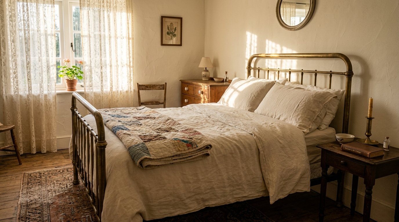 Vintage bedroom with antique bed 202607062137 vintage bedroom