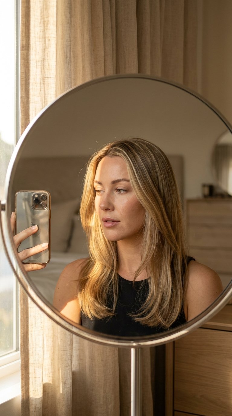 7 Summer Hair Color Ideas for 2026 That Everyone Will Be Talking About 2 Woman holding iPhone mirror 202607032310