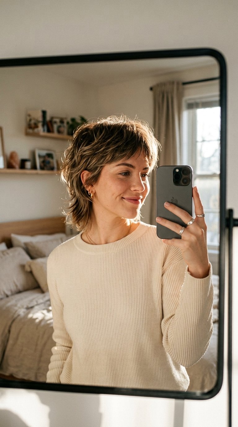Woman taking mirror selfie 202607141810