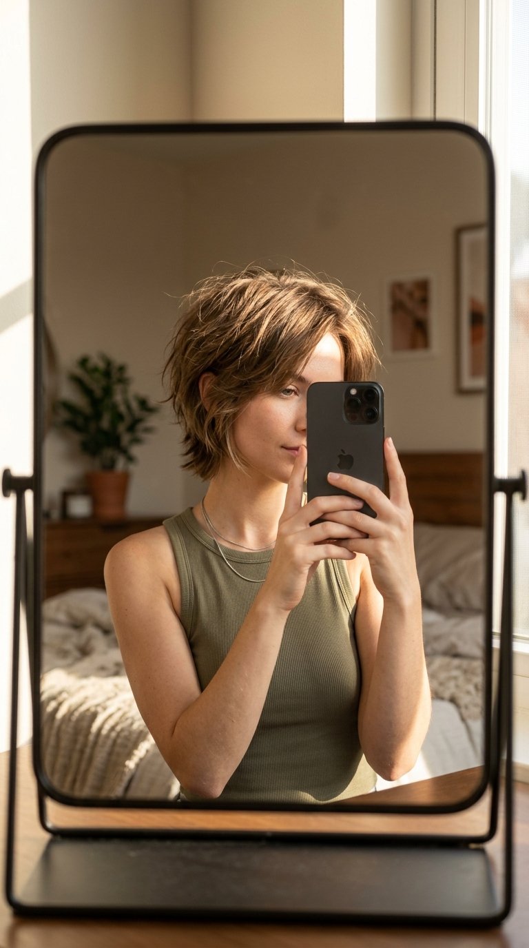 Woman taking mirror selfie 202607151510