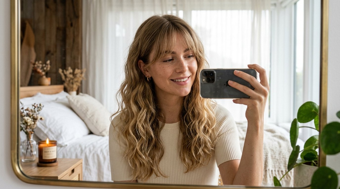Woman taking mirror selfie 202607210218