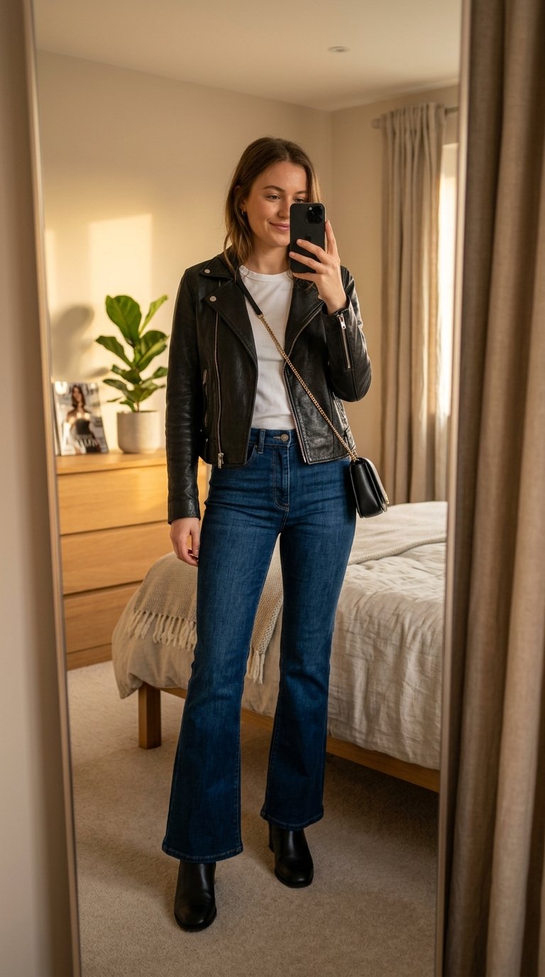 Woman wearing leather jacket fla… 202607242140