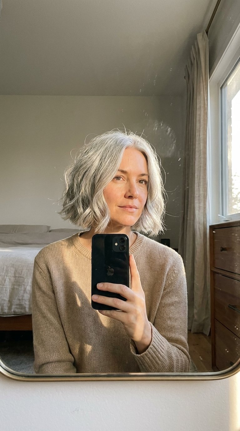 Woman with grey bob hairstyle 202607011632