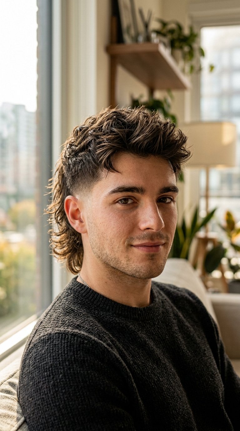 7 Wolf Cut Hairstyles for Men That Are Trending Right Now 7 Young man with wolf cut 202607150145