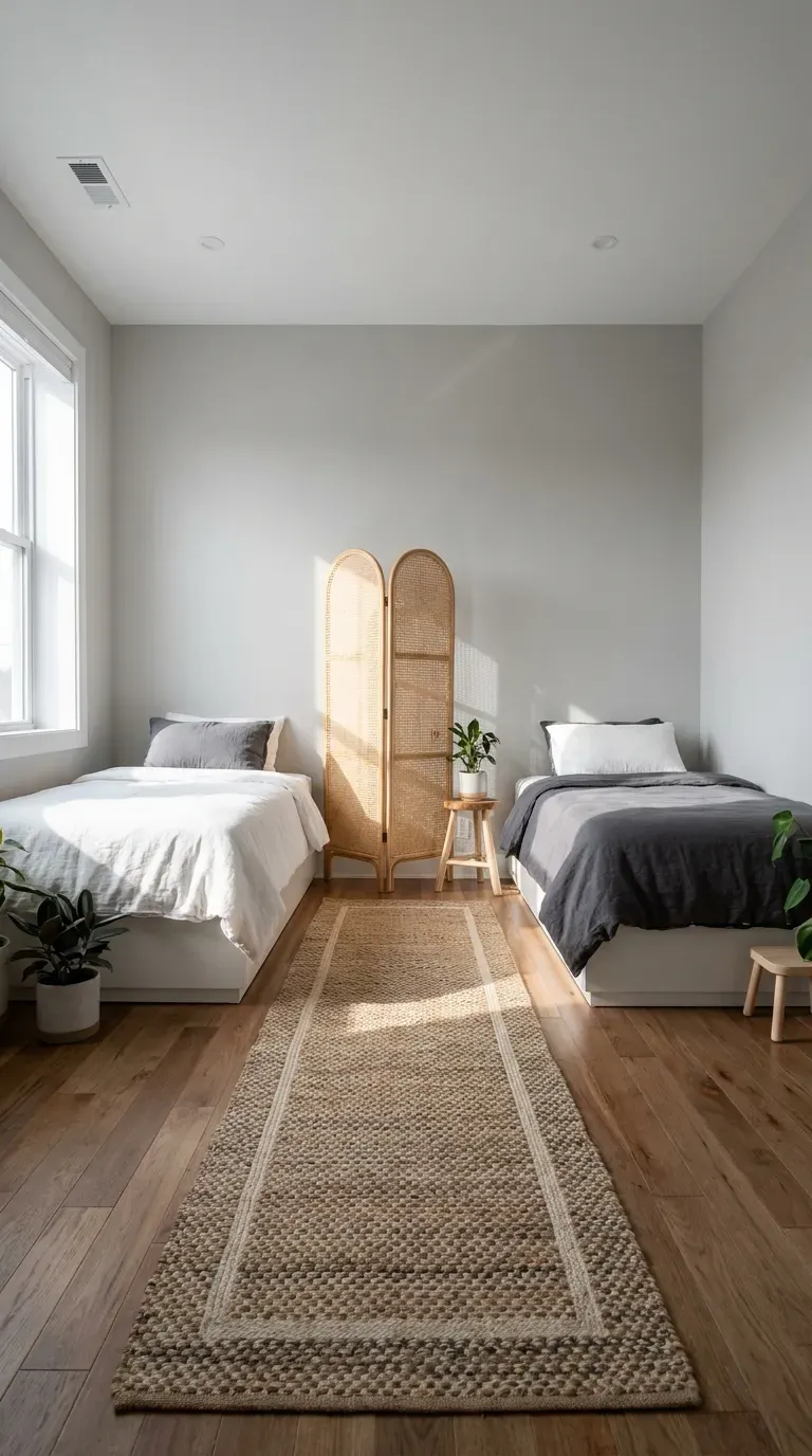 15 Genius Shared Bedroom Ideas You Need to Try 8 Two beds placed back-to-back along a long bedroom wall