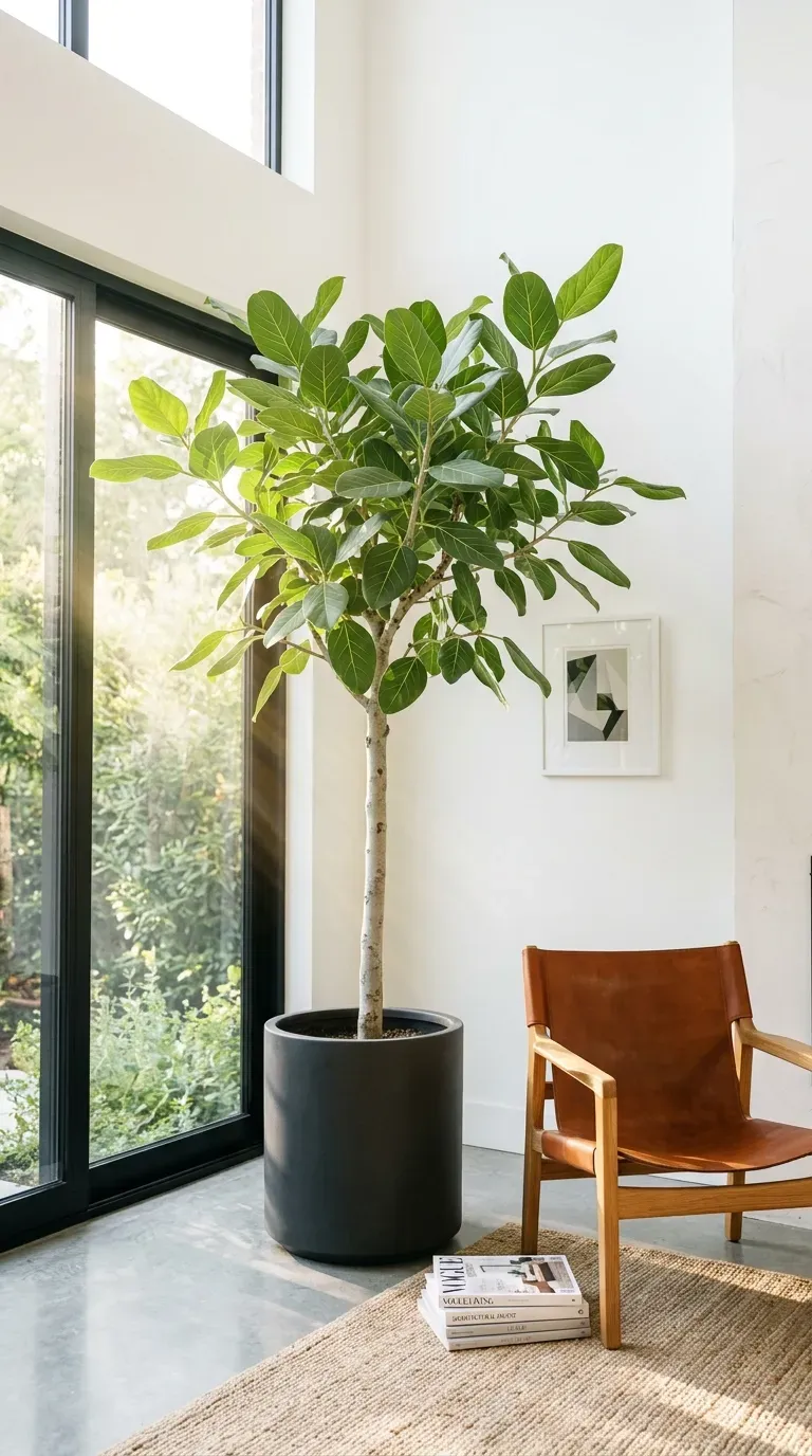 10 Must-Try Contemporary Modern Interior Ideas That Look Stunning 8 A massive, lush indoor Ficus Audrey tree in a modern minimalist living room