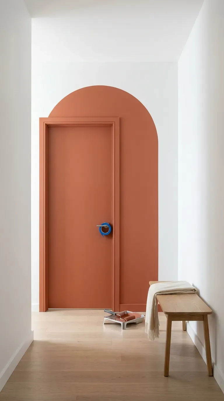 13 Genius Interior Door Makeovers You Need to Try 8 A terracotta painted arch extending from the wall across a white interior door