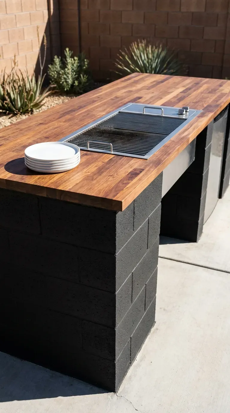 15 Genius Backyard Kitchen Ideas You Need to Try 8 A stylish, budget-friendly outdoor kitchen built from painted cinder blocks