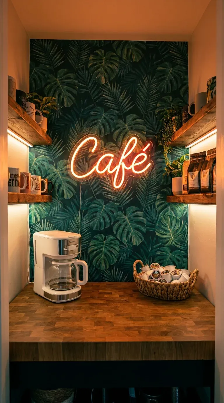 15 Genius Coffee Corner Ideas You Need to Try 8 A small hall closet converted into a beautiful coffee bar