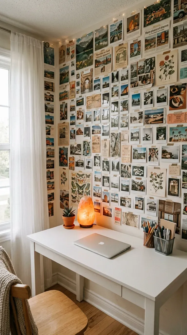 15 Genius Aesthetic Room Ideas You Need to Try 3 An aesthetic bedroom featuring a vintage magazine and photo collage wall
