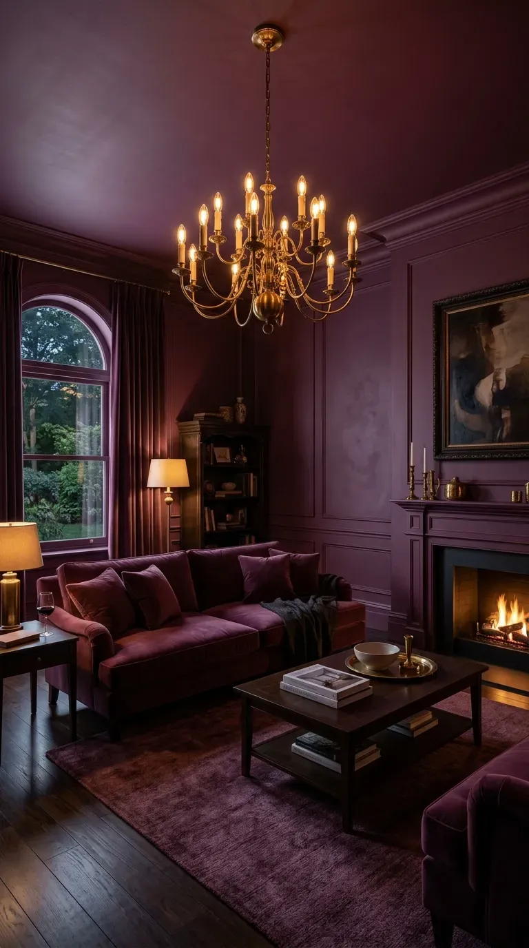 15 Genius Living Room Decor Ideas You Need to Try 8 A dramatic living room completely painted in a rich matte plum color