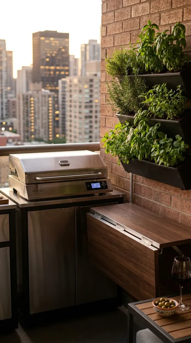 15 Genius Backyard Kitchen Ideas You Need to Try 11 A tiny but efficient outdoor kitchenette set up on an urban balcony