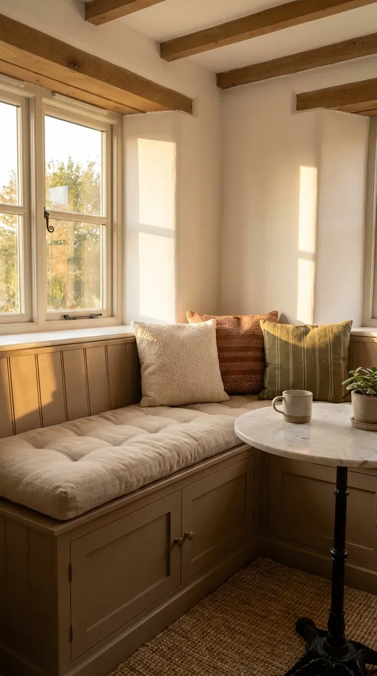 10 Genius Small Room Ideas to Maximize Your Space 10 A cozy custom built-in banquette seating nook in a small corner