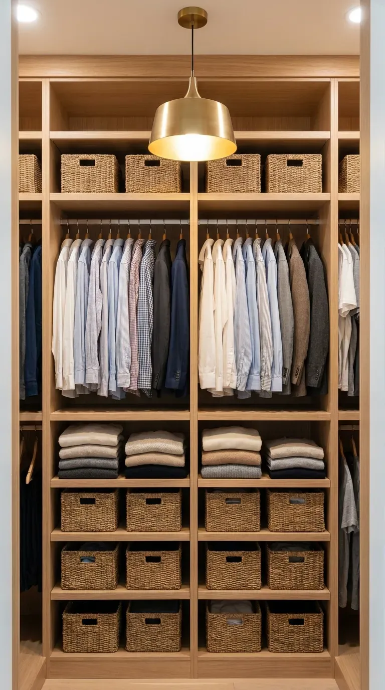 15 Genius Shared Bedroom Ideas You Need to Try 11 A perfectly organized, split-zone custom wooden closet system