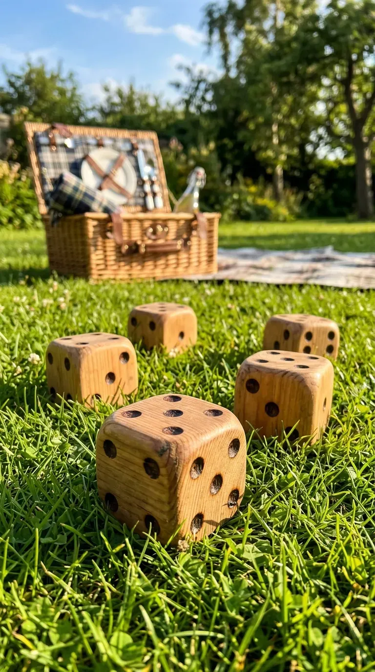 15 Genius DIY Summer Decorations You Need to Try 10 Five giant wooden yard dice scattered on lush green summer grass