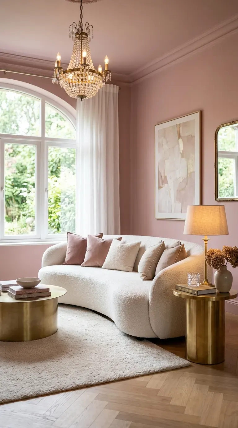 15 Genius Living Room Paint Color Ideas You Need to Try 6 An elegant living room painted in a soft, muted dusty rose pink