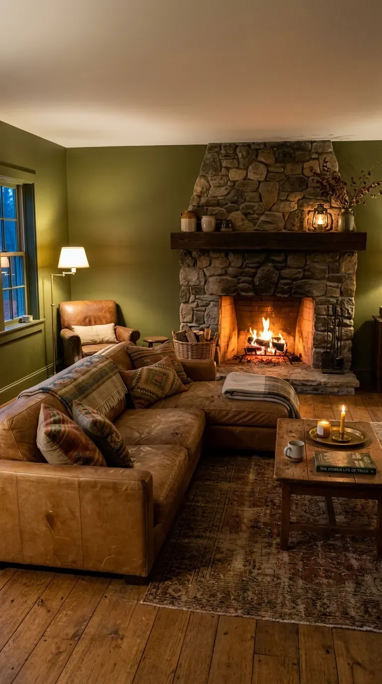15 Genius Living Room Paint Color Ideas You Need to Try 12 A deeply grounding living room painted in a rich earthy olive green