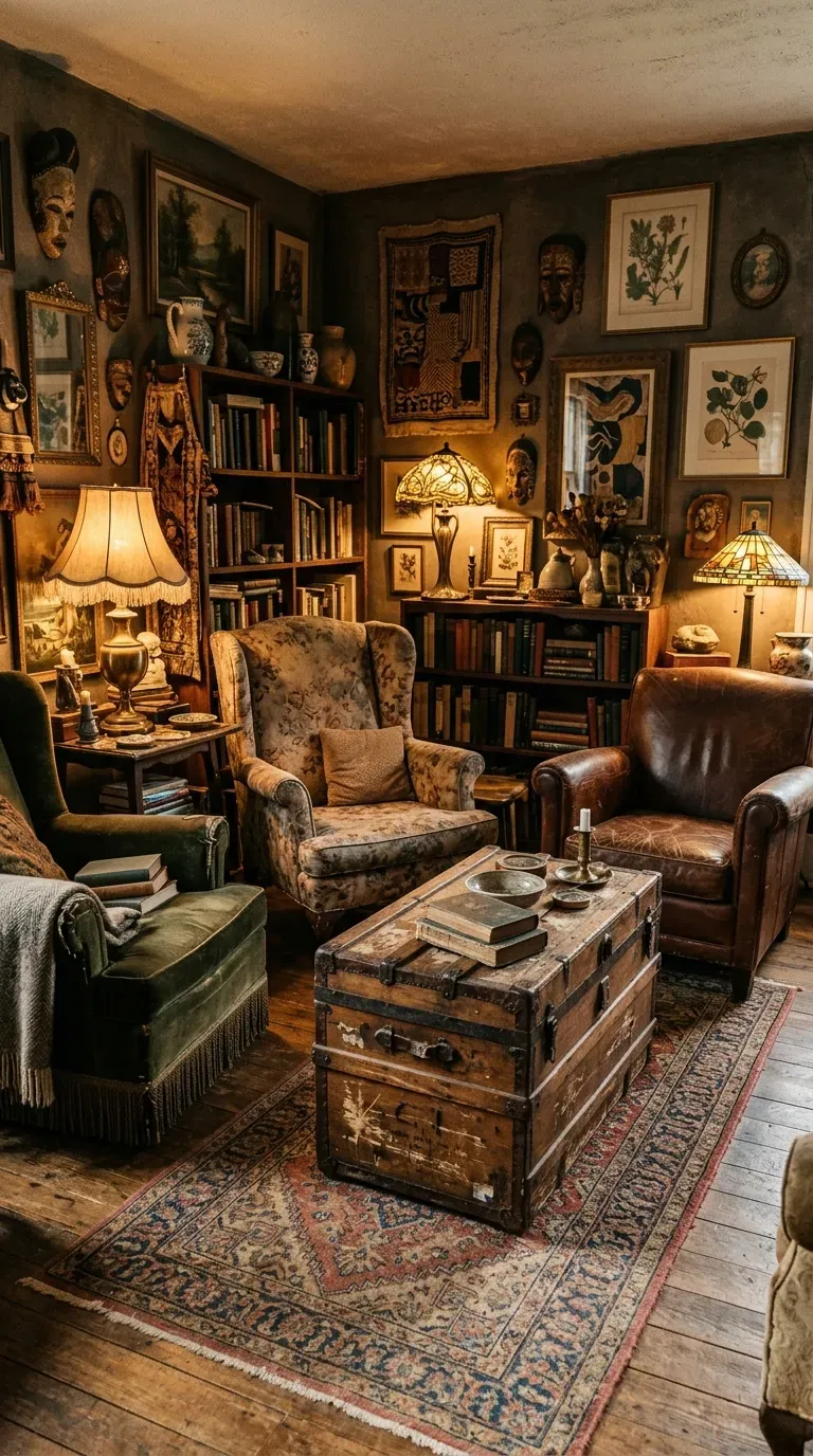 15 Genius Living Room Decor Ideas You Need to Try 15 A living room styled with an antique wooden trunk and vintage decor