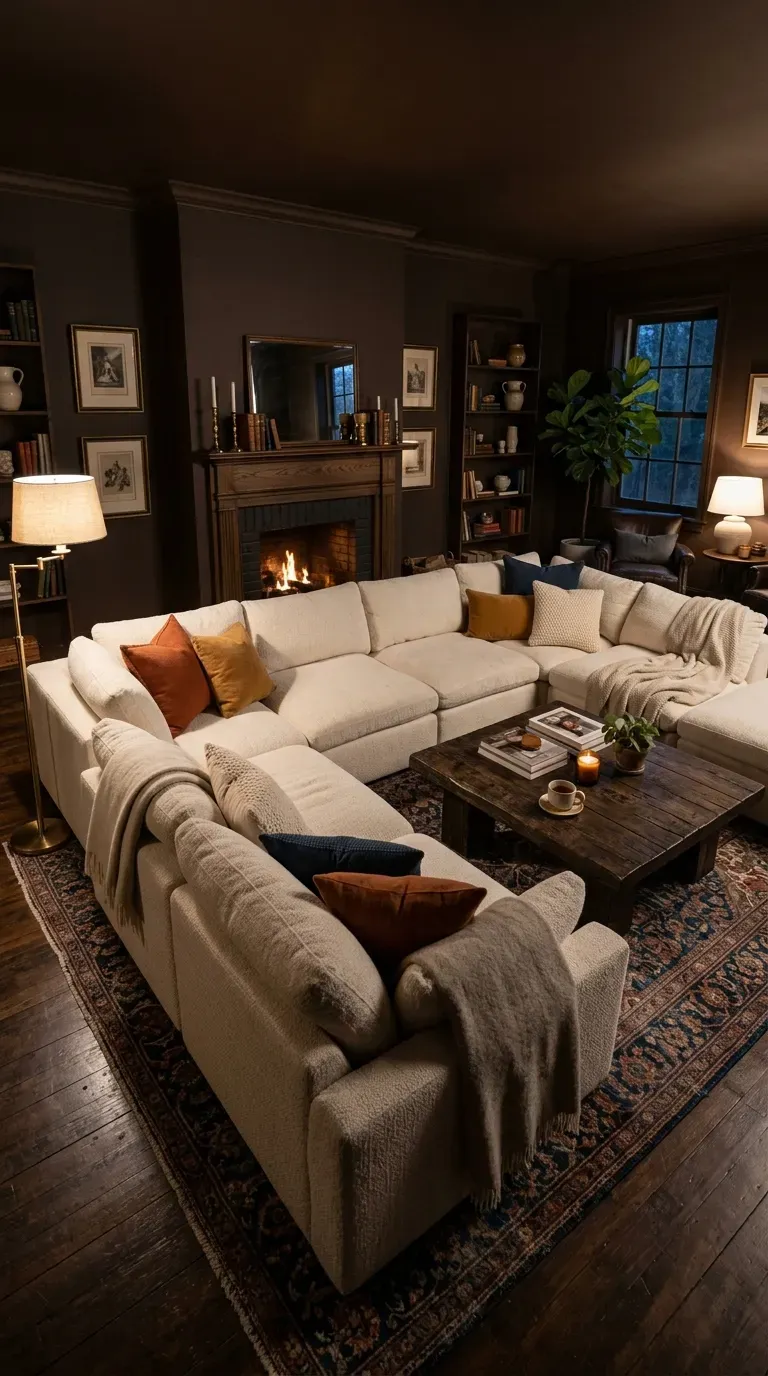 15 Genius Living Room Paint Color Ideas You Need to Try 14 An intensely cozy living room painted in a rich chocolate espresso brown