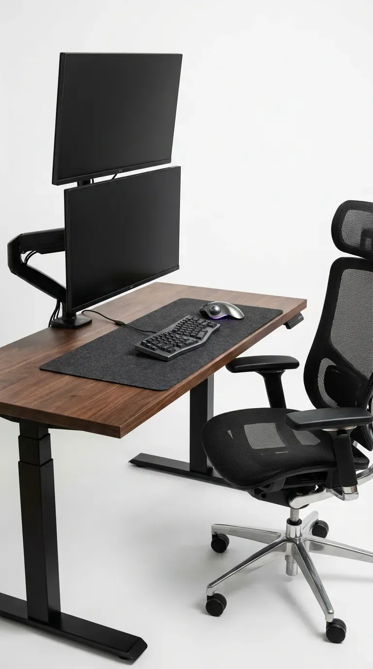 10 Must-Try Gaming Room Ideas That Look Insane 9 A high-end ergonomic gaming setup with a standing desk and mesh chair