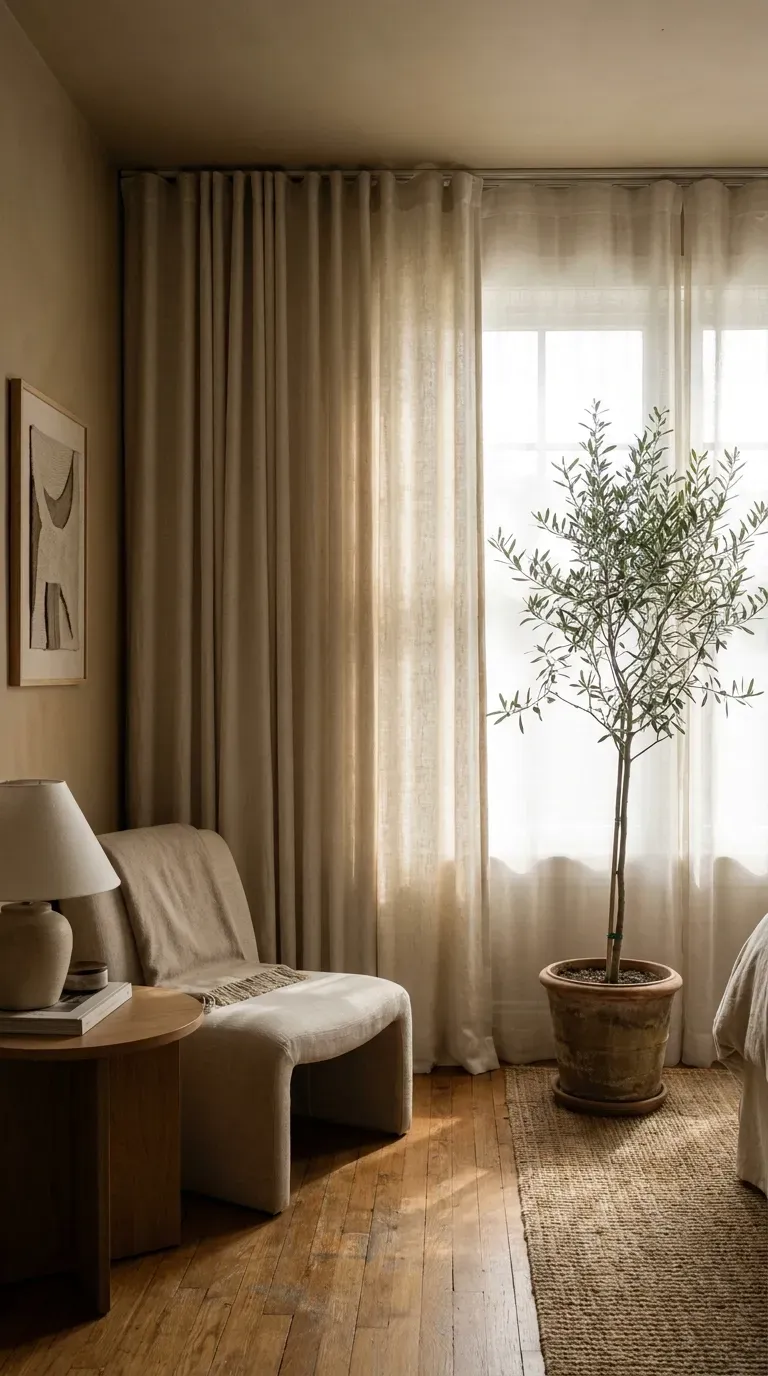 10 Genius Small Room Ideas to Maximize Your Space 9 Floor-to-ceiling linen curtains framing a small bedroom window