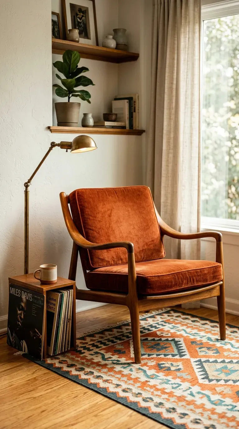 13 Genius Small Apartment Living Rooms You Need to Copy 14 Wood frame mid-century chair in a small room