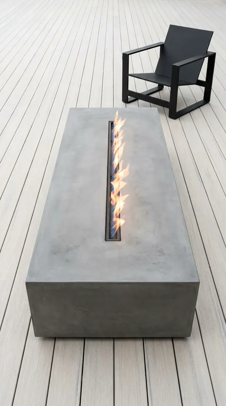 14 Genius Outdoor Fire Pit Ideas You Need to Try 11 A stark, ultra-modern rectangular fire pit poured from smooth grey concrete