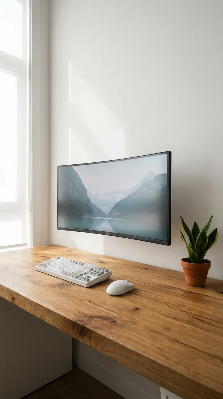 10 Must-Try Gaming Room Ideas That Look Insane 3 A bright, clean minimalist gaming setup featuring a light oak desk
