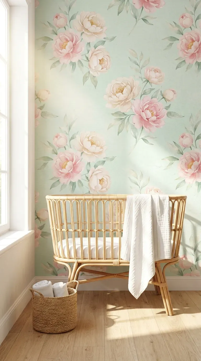 15 Gorgeous Green Aesthetic Wallpaper Ideas You Need to Try 6 A dreamy nursery wall covered in mint green watercolor floral wallpaper