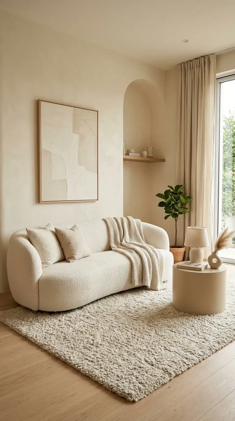 15 Genius Modern Living Room Designs You Need to See 3 A warm cream and beige minimalist living room with layered textures and sleek furniture