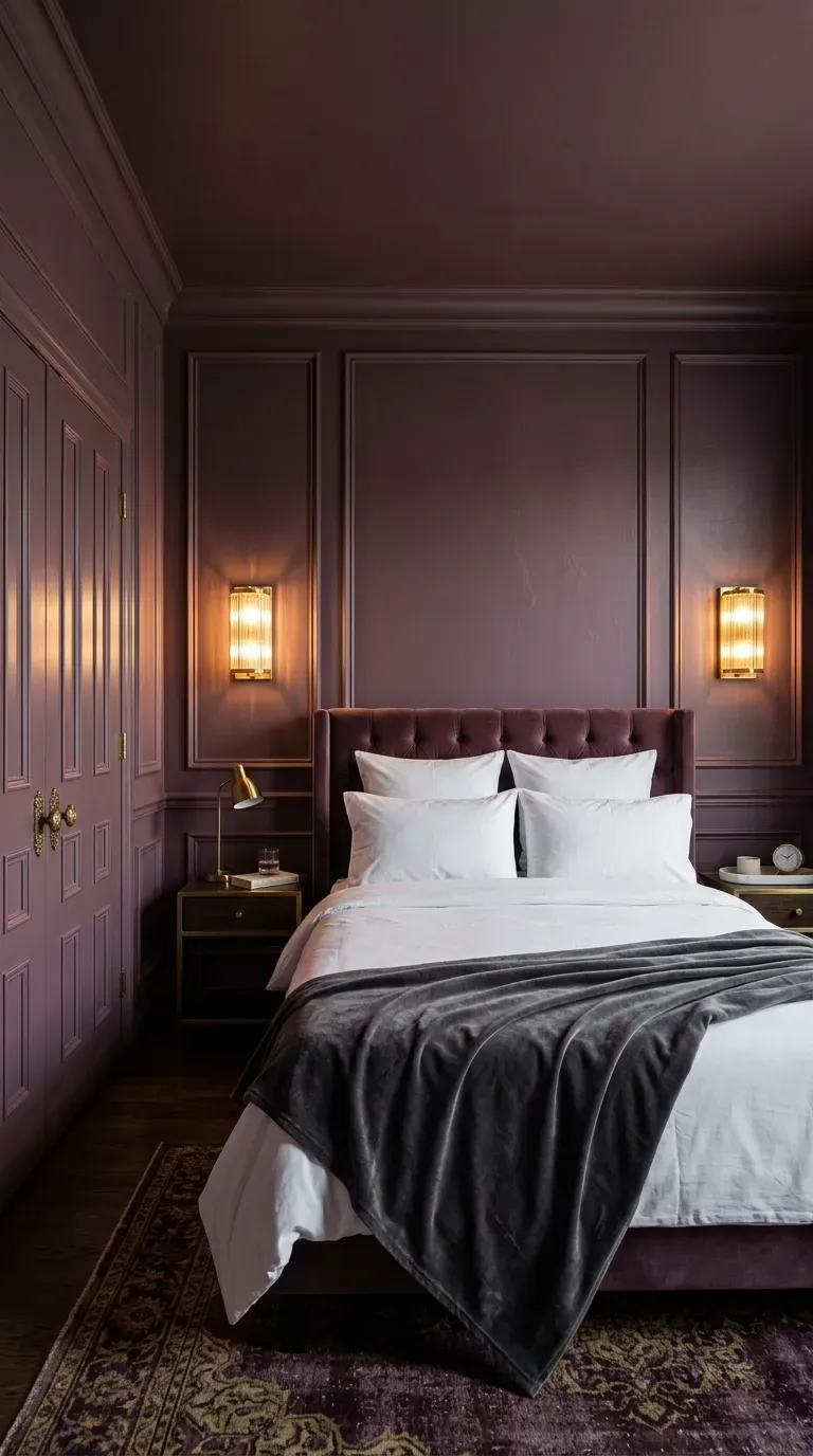 15 Genius Color Drenching Room Ideas You Need to Try 11 A luxurious guest bedroom color-drenched in a dusty plum purple