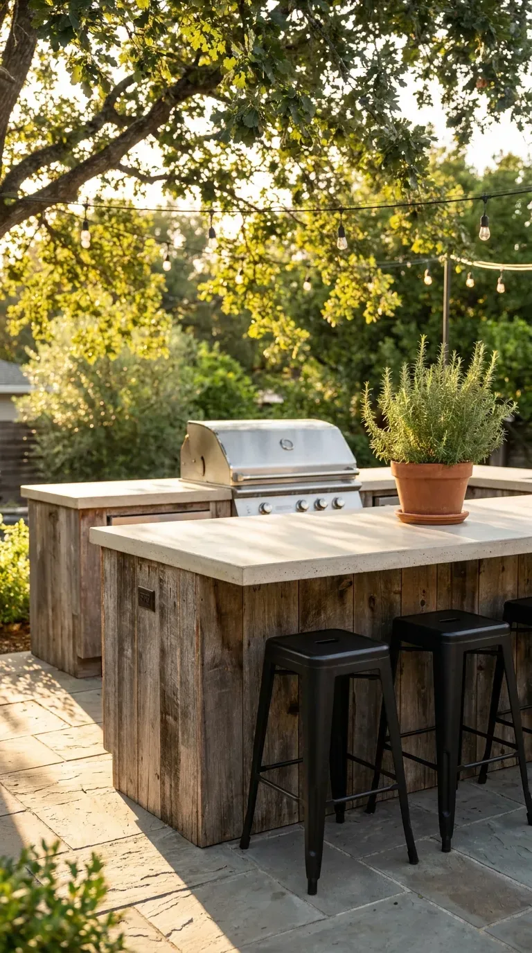 15 Genius Backyard Kitchen Ideas You Need to Try 4 An outdoor bar and grill station built from weathered reclaimed wood