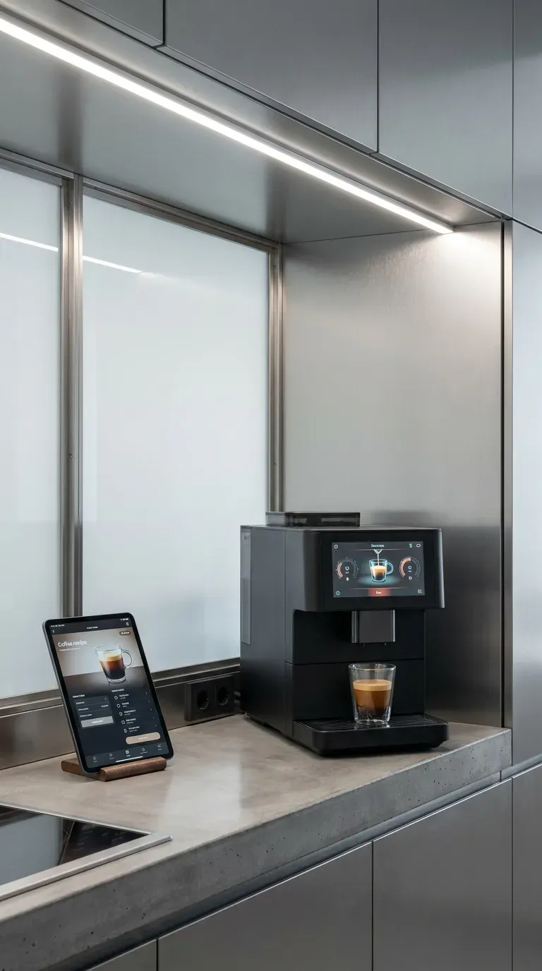 15 Genius Coffee Corner Ideas You Need to Try 13 A highly modern coffee corner featuring sleek smart brewing devices