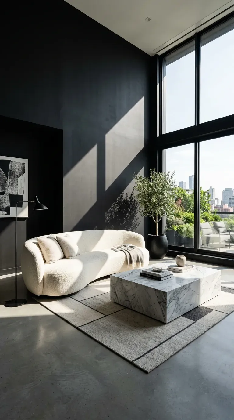 15 Genius Living Room Paint Color Ideas You Need to Try 16 A breathtakingly modern living room painted in a matte soft black